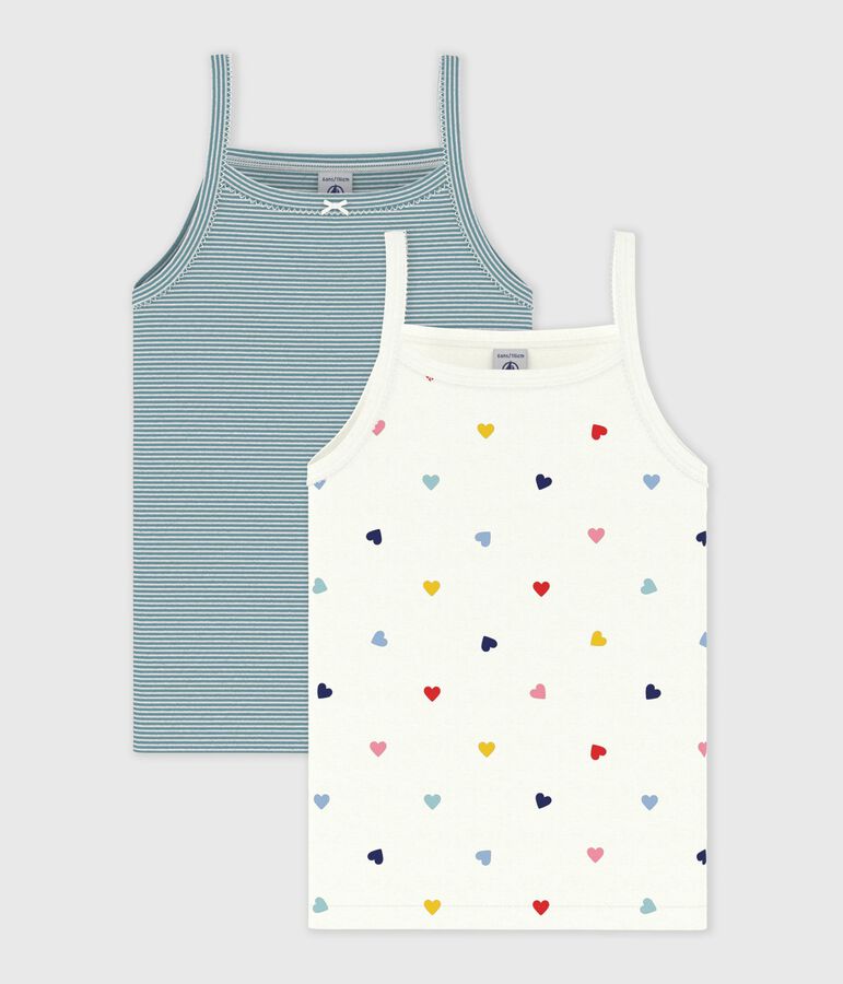 Pack of children's heart print cotton tank tops multicolor
