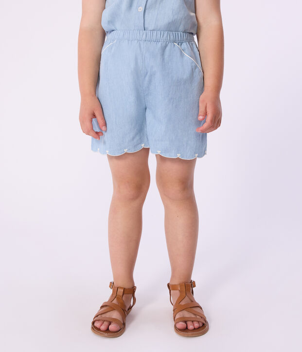 Children's plain cotton shorts blue