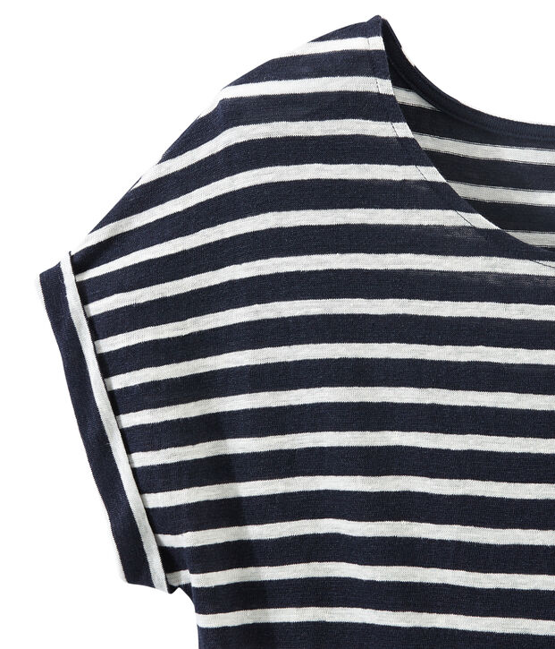 Women's striped linen tee blue/white