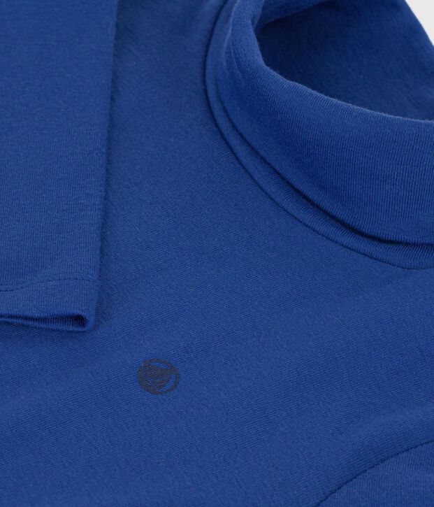 Children's plain cotton rollneck top blue