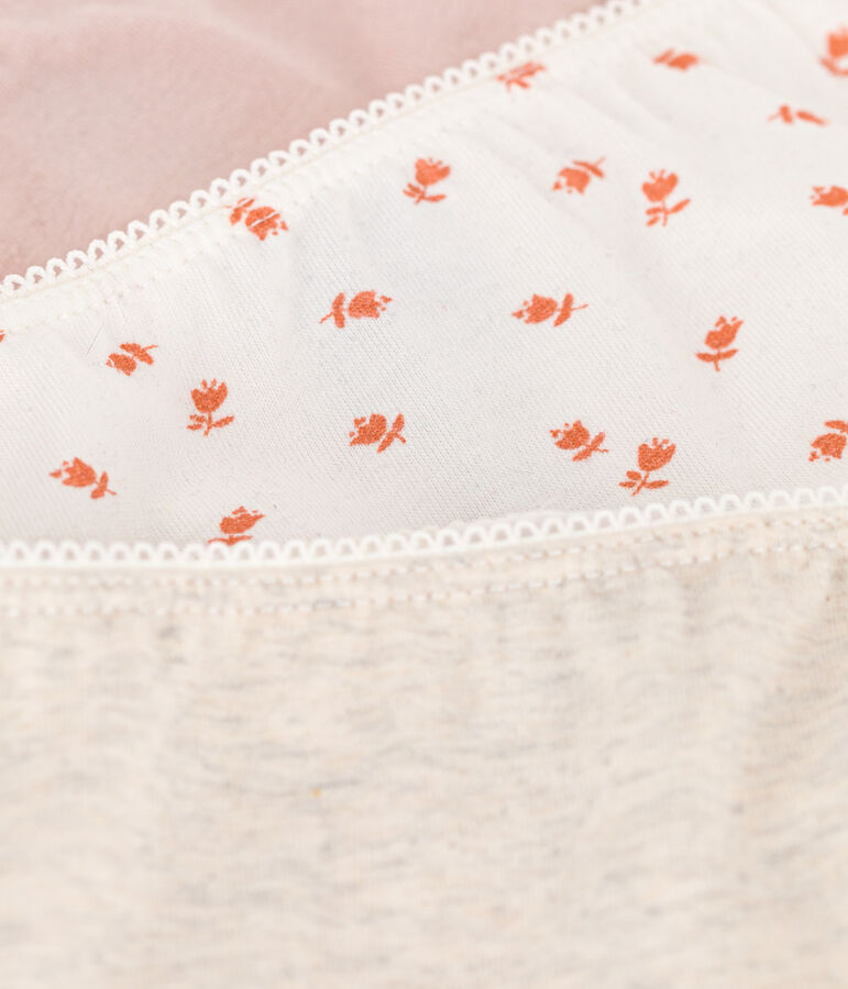 Girls' Flower Cotton and Elastane Briefs - 3-Pack multicolor