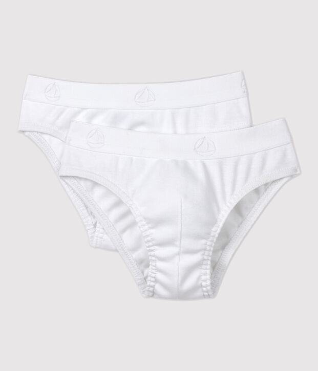 Boys' White Organic Cotton Briefs - 2-Pack multicolor