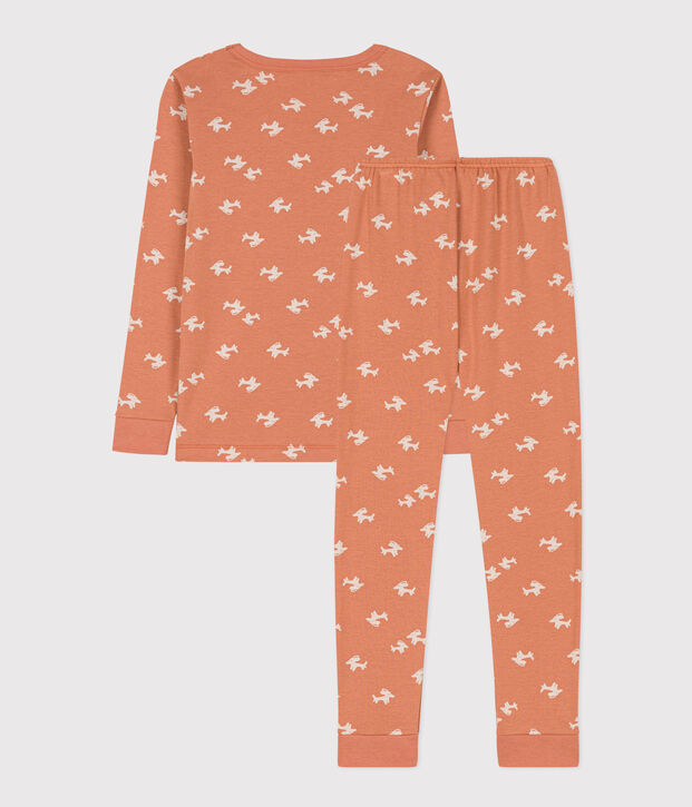Girls' Snugfit Cotton Pyjamas pink/ecru