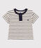 Babies' Short-Sleeved Slub Jersey T-Shirt AVALANCHE white/SMOKING blue