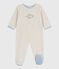 Babies' plain velour pyjama suit with a back opening MONTELIMAR CHINE beige