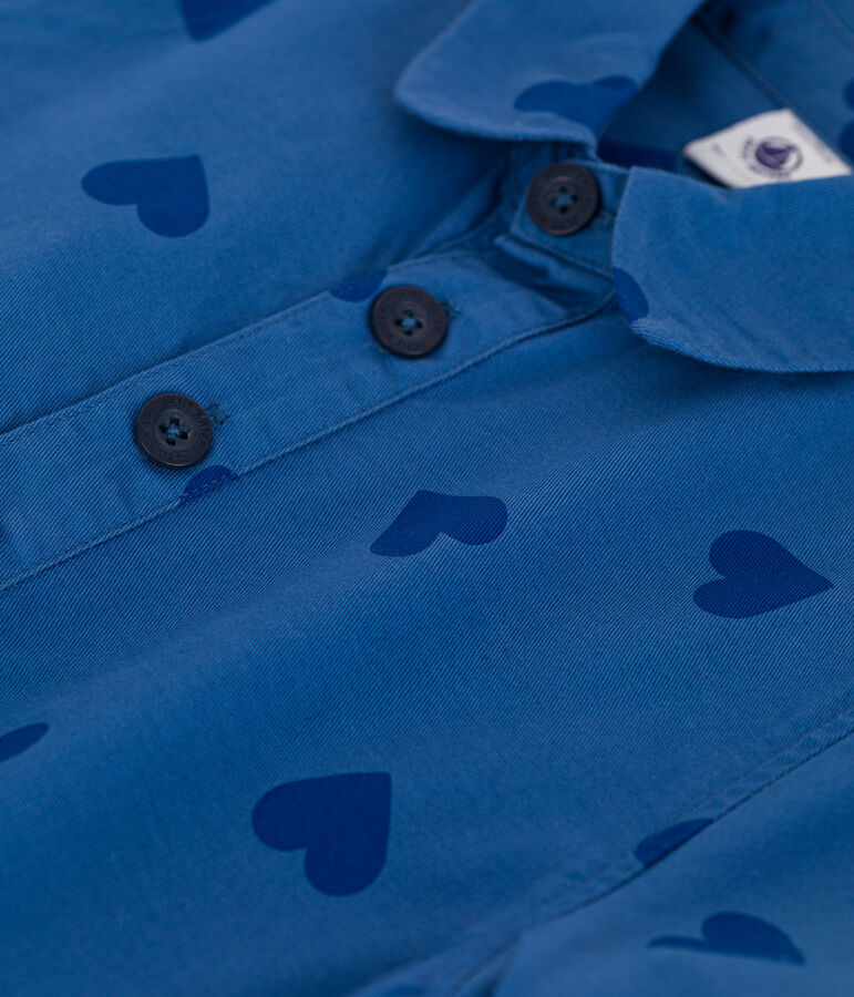 Children's short-sleeved heart-patterned cotton dress blue/blue