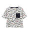 Women's short-sleeved stripy breton top MARSHMALLOW white/MULTICO white