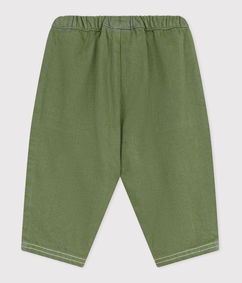 Babies' plain, coloured denim trousers green