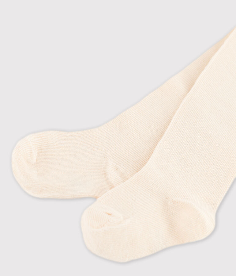 Babies' Plain Cotton Tights Ecru