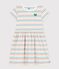 Children's short-sleeved stripy dress in cotton, white/multicolor
