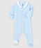 Babies' Blue Organic Cotton Velour Sleepsuit with Collar FRAICHEUR blue