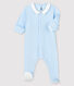 Babies' Blue Organic Cotton Velour Sleepsuit with Collar