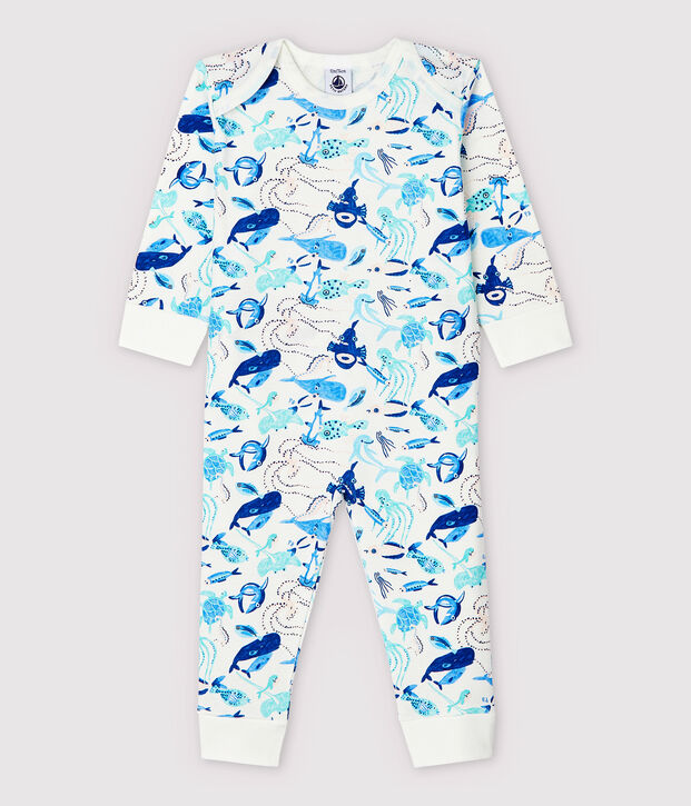 Babies' Seabed Pattern Cotton Sleepsuit without Poppers white/multicolor