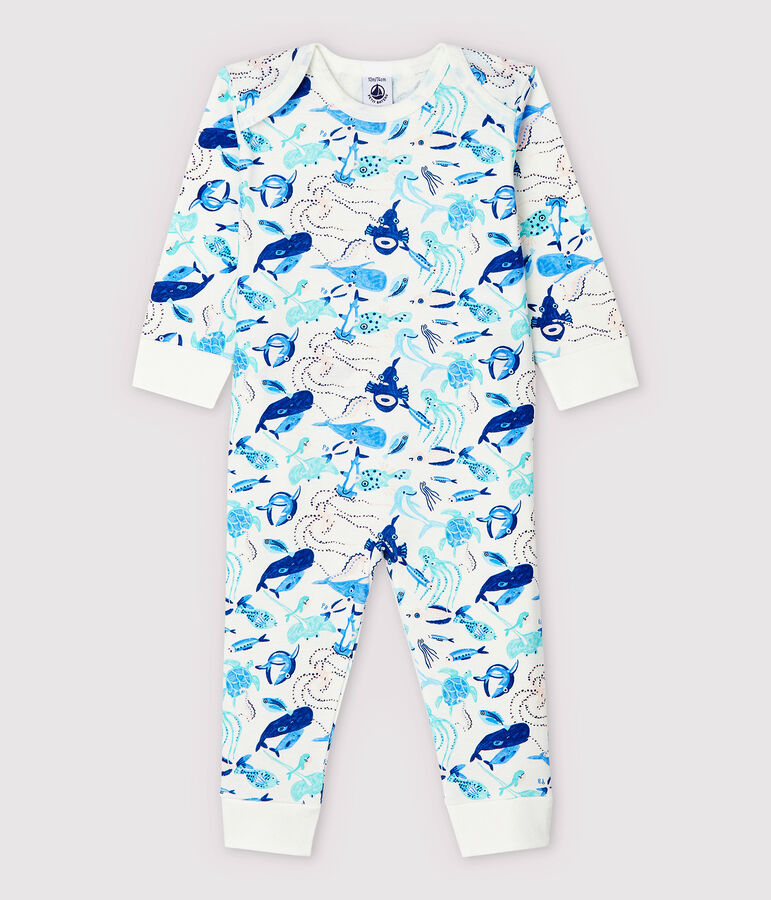 Babies' Seabed Pattern Cotton Sleepsuit without Poppers white/multicolor
