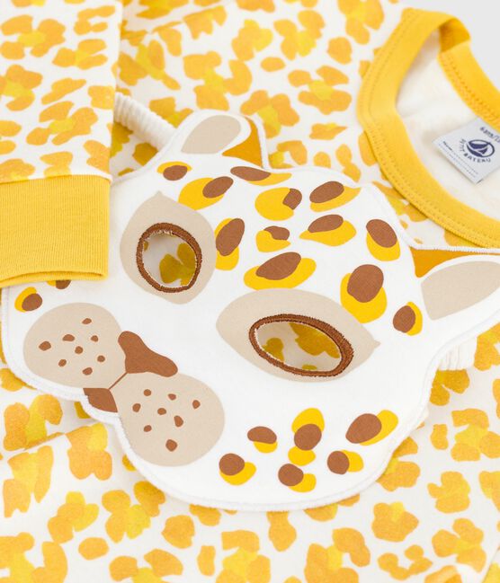 Children's leopard print cotton fancy dress pyjamas MARSHMALLOW white/MULTICO white