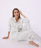 Women's buttoned printed cotton pyjamas MARSHMALLOW white/MULTICO white
