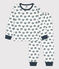 Children's snail patterned fleece pyjamas MARSHMALLOW white/DUCKY