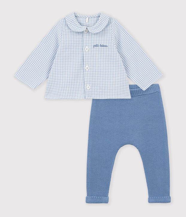 Babies' outfit in cotton with embroidery on the chest and a gingham print multicolor