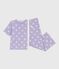 Women's cotton pyjamas with a heart print, short sleeves and wide legs SQUAW white/MARSHMALLOW
