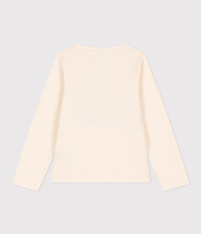 Girls' long-sleeved cotton T-shirt Ecru