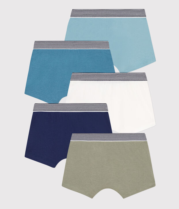 Boys' Plain Cotton Boxer Shorts - Pack of 5 multicolor
