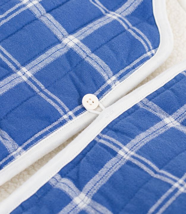 Babies' sleeveless checked flannel and sherpa cardigan Ecru/multicolor