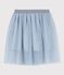 Girls' plain sequinned tulle skirt CO2 blue/ARGENT