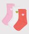 3 pairs of babies' heart patterned cotton socks multicolor