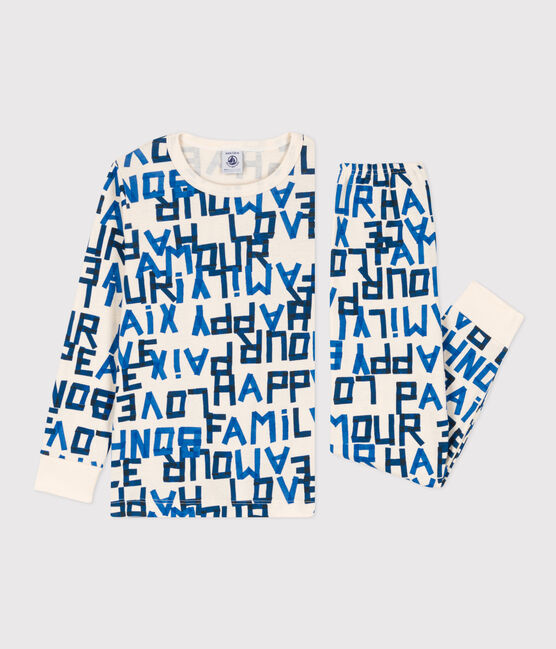 Children's Blue Words Unisex Cotton Pyjamas AVALANCHE white/MULTICO