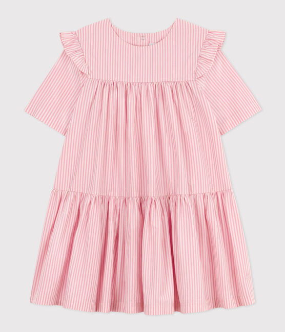 Girls' Short-Sleeved Cotton Dress SALINE /SHOCKING