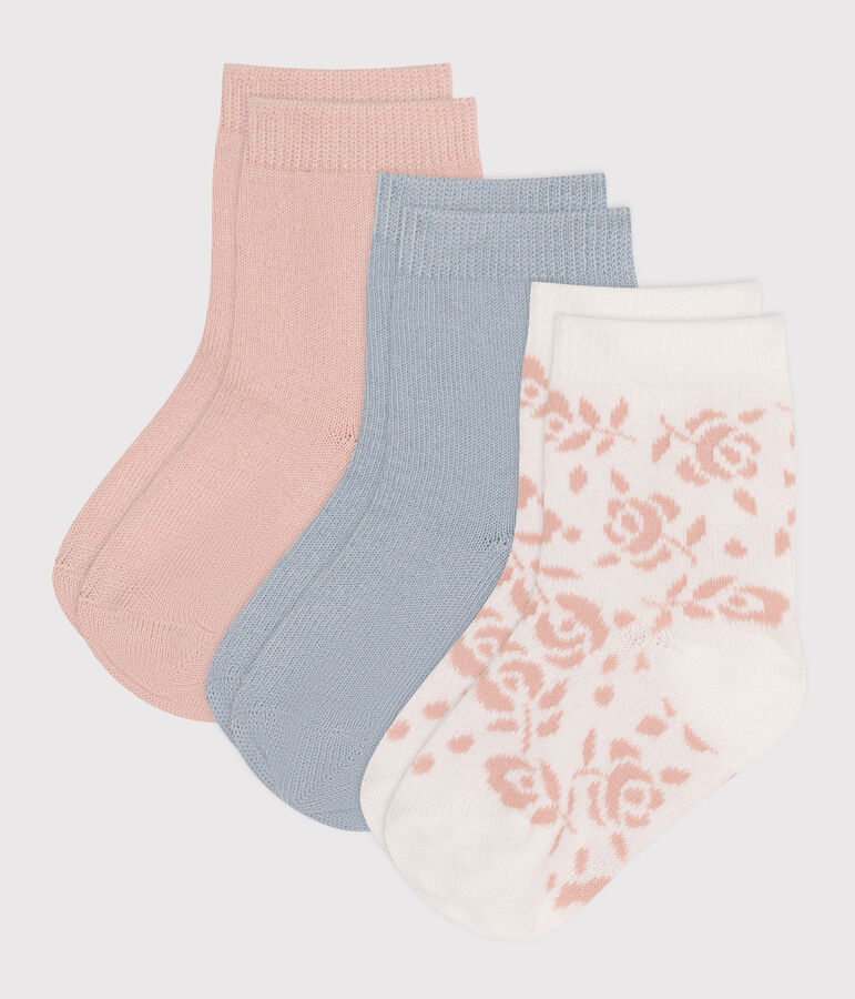 Babies' Floral Cotton Socks - 3-Pack multicolor