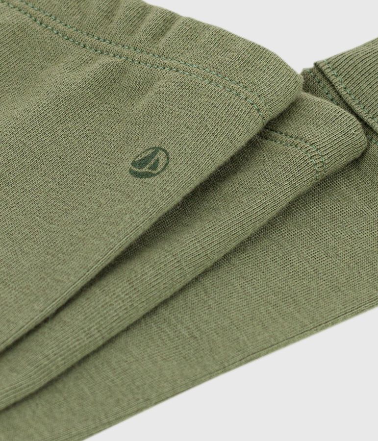 Babies' plain cotton leggings OLIVINE green