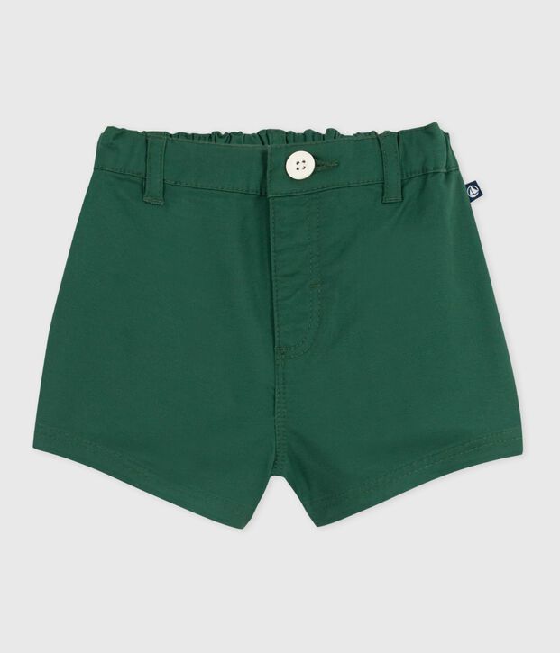 Babies' plain cotton twill shorts green