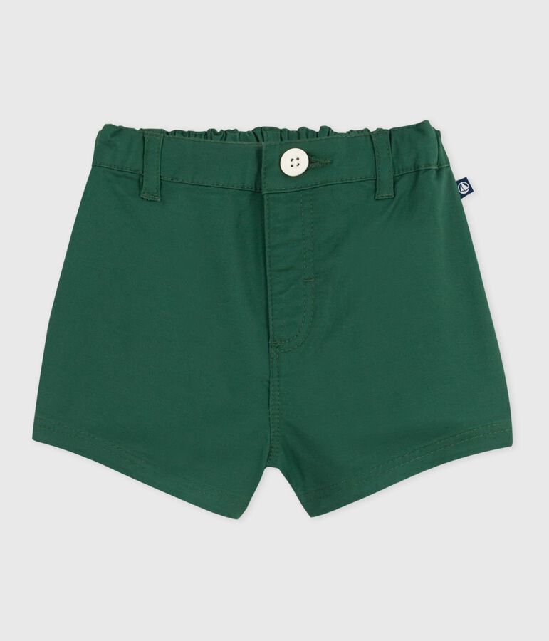 Babies' plain cotton twill shorts green