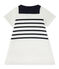 Baby girl's heavyweight jersey dress MARSHMALLOW white/SMOKING blue