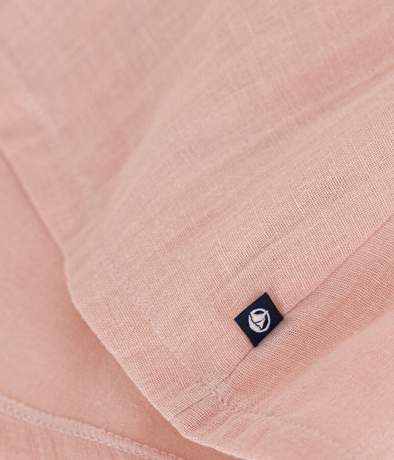 Babies' Short-Sleeved Thick Jersey and Cotton Gauze Dress pink/pink