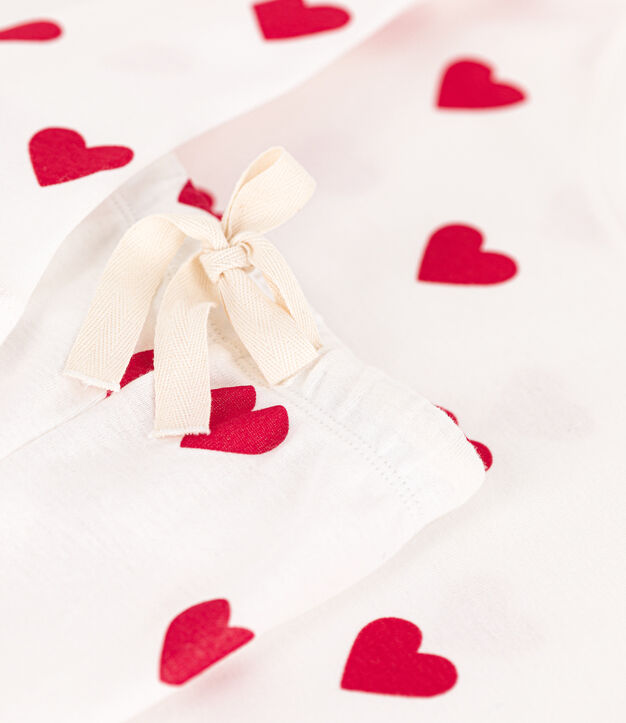 Women's Heart Themed Cotton Short Pyjamas white/red