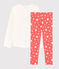 Girls' Starry Cotton Pyjamas MARSHMALLOW white/PEACHY pink