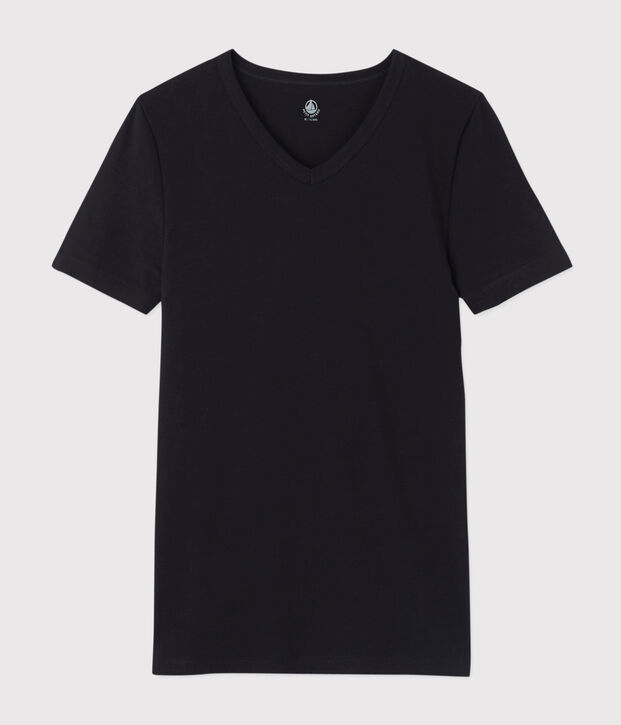 Men's short-sleeved V-neck T-shirt black
