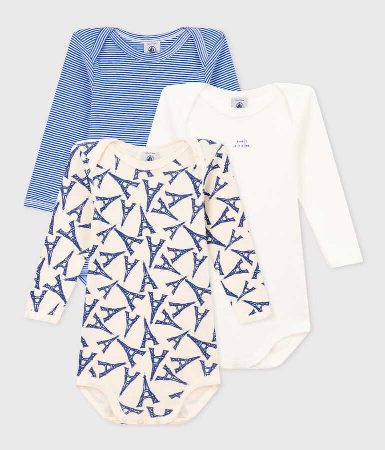 Babies' Paris Themed Long-Sleeved Cotton Bodysuits - 3-Pack multicolor