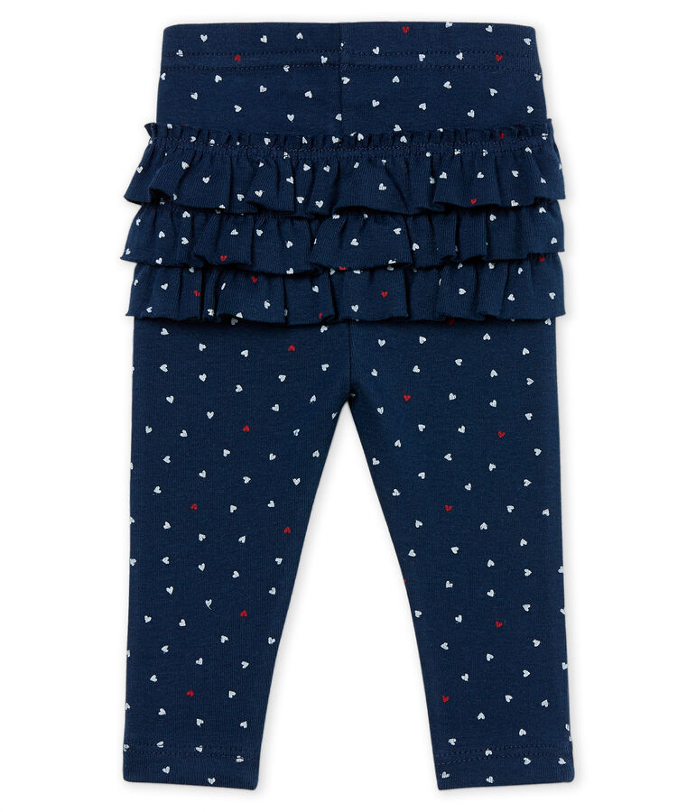 Baby girls' printed leggings HADDOCK blue/MULTICO white