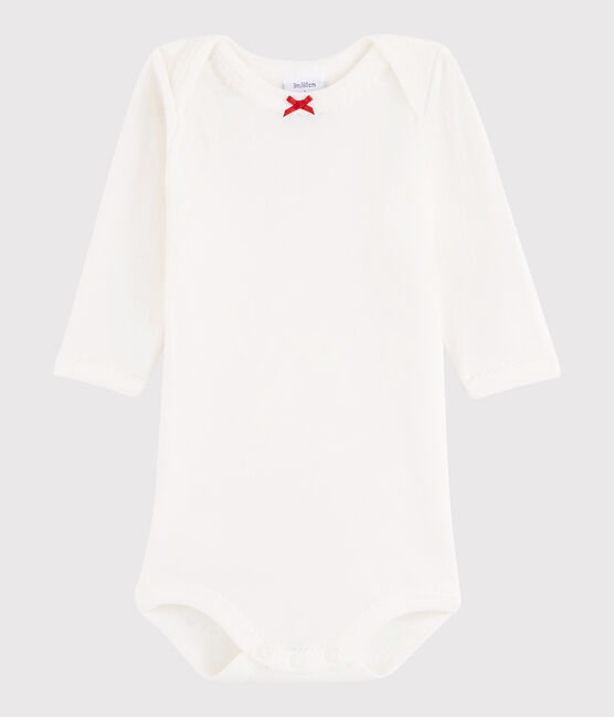 Baby Girls' Long-Sleeved Bodysuit MARSHMALLOW white/TERKUIT red