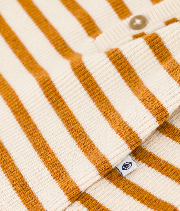 Babies' Stripy Knit Jumpsuit Ecru/brown