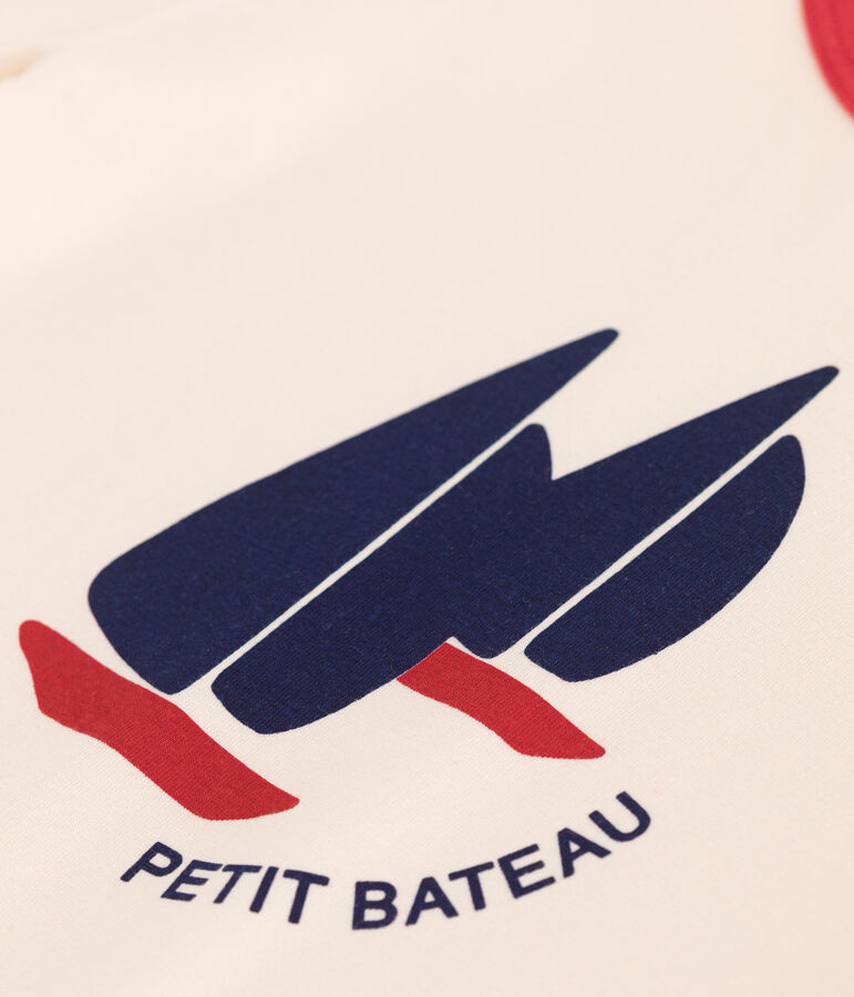 Children's short-sleeved printed cotton T-shirt Ecru