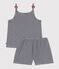 Children's short stripy strappy pyjamas blue/white