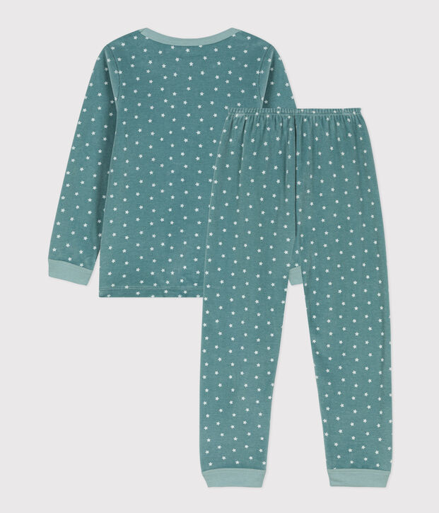 Children's Unisex Star Velour Pyjamas green/white