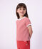 Children's short-sleeved stripy cotton T-shirt POMPIER red/MARSHMALLOW