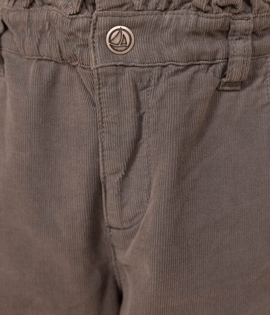 Girl's straight fit trousers in soft velvet THUYA green