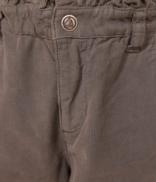 Girl's straight fit trousers in soft velvet THUYA