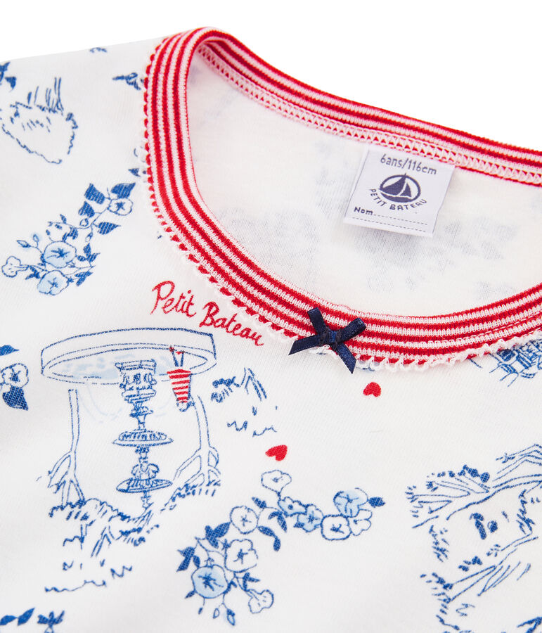 Girls' Ribbed Pyjamas white/multicolor